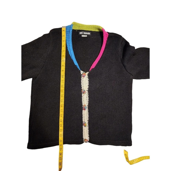 Vintage Ani Barrie Size Large Buttom Up Cardigan Sweater Black - Picture 11 of 12